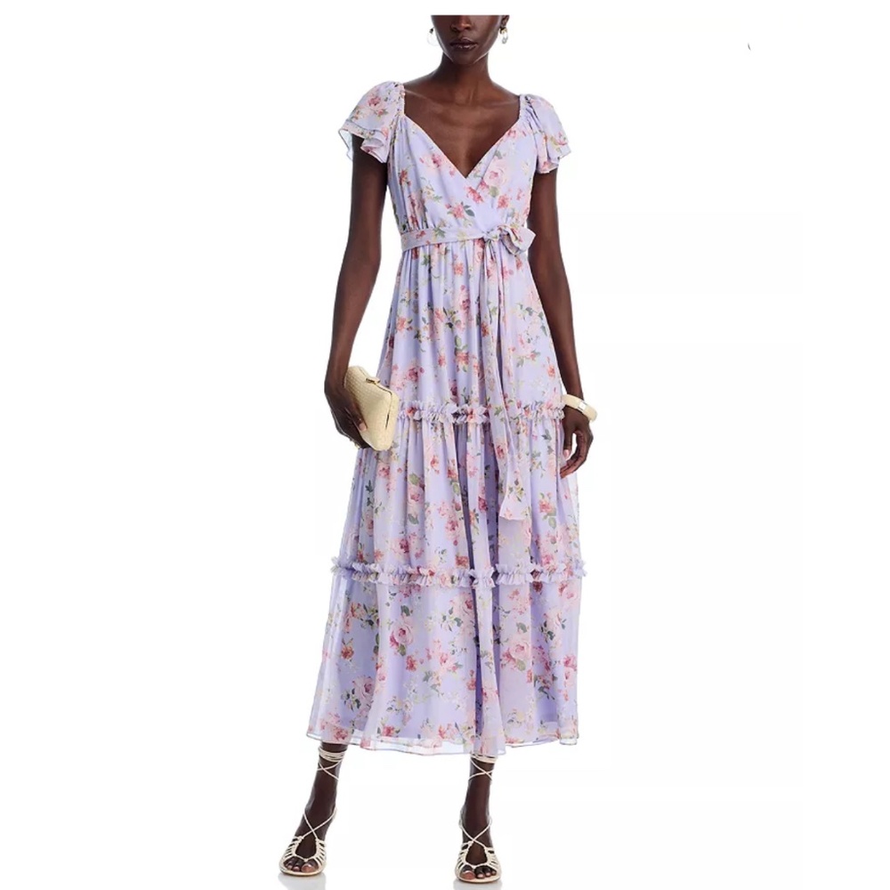 AQUA Floral Flutter Sleeve Boho Maxi Dress – Lilac – XS – NWT – $128